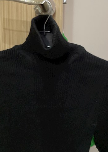 Siyah Kadın Boğazlı İnce Triko Kazak - Görsel 2