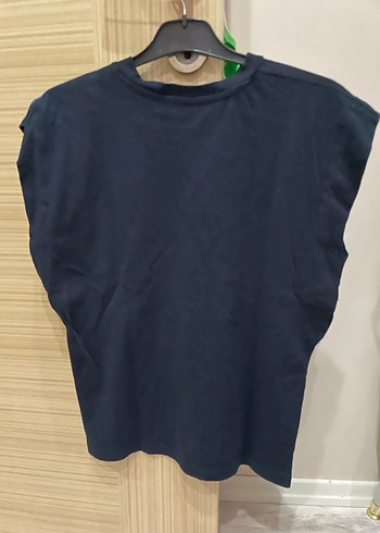 Düğmeli Siyah Keten Kadın Tişört - Görsel 3