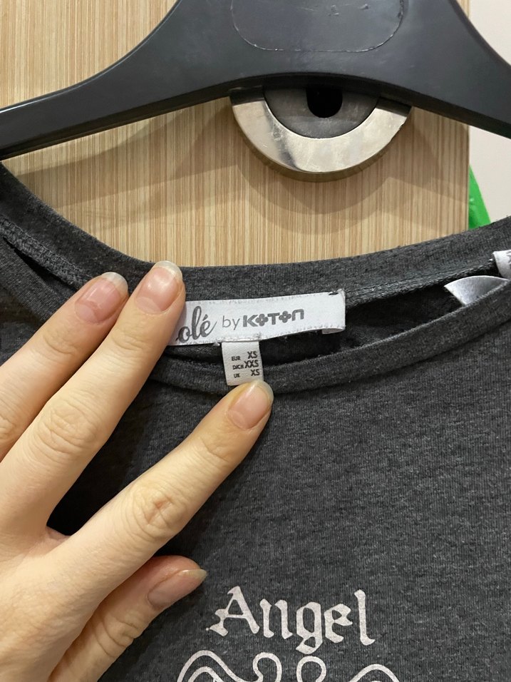 Gri Kadın Kısa Kollu Baskılı Tişört - Görsel 2