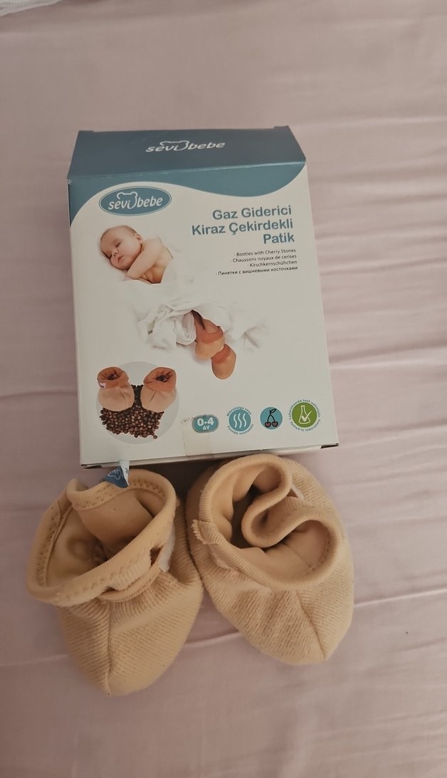 Pamuk Erkek Bebek gaz giderici kiraz çekirdekli patik - Görsel 3