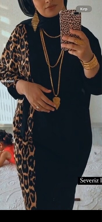 40 Beden Leopar elbise