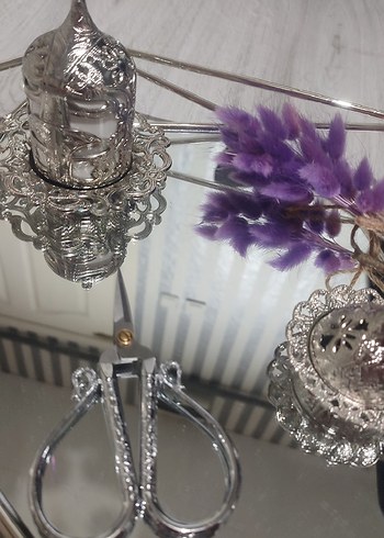 Nişan tepsisi bohem Çiçek Desenli Mor Gri Tepsi - Görsel 9