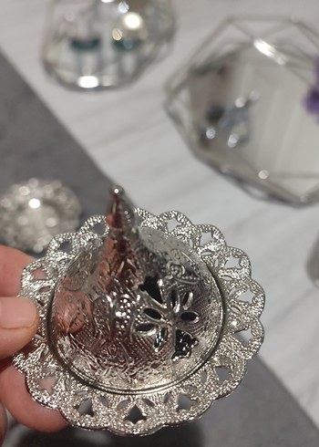 Nişan tepsisi bohem Çiçek Desenli Mor Gri Tepsi - Görsel 13