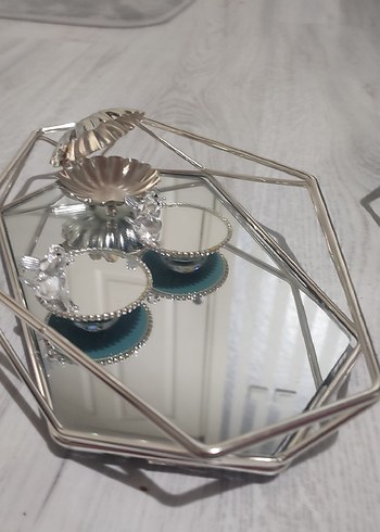 Nişan tepsisi bohem Çiçek Desenli Mor Gri Tepsi - Görsel 4