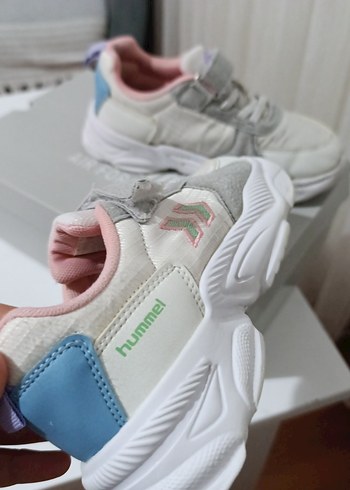 31 Beden beyaz Renk Kız Çocuk Gri Beyaz Sneaker Velcro Bağcıklı