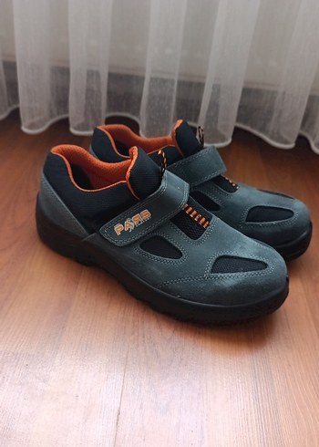 çelik burunlu iş ayakkabısı Erkek Gri Biker Spor Ayakkabı Velcro - Görsel 2