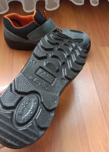 çelik burunlu iş ayakkabısı Erkek Gri Biker Spor Ayakkabı Velcro - Görsel 4