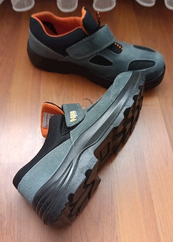 çelik burunlu iş ayakkabısı Erkek Gri Biker Spor Ayakkabı Velcro - Görsel 3