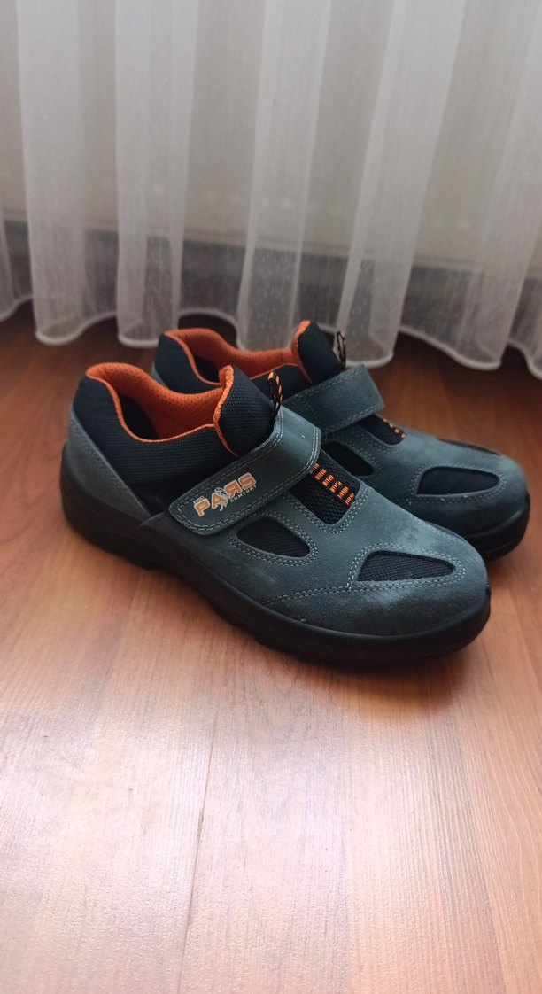 çelik burunlu iş ayakkabısı Erkek Gri Biker Spor Ayakkabı Velcro - Görsel 2