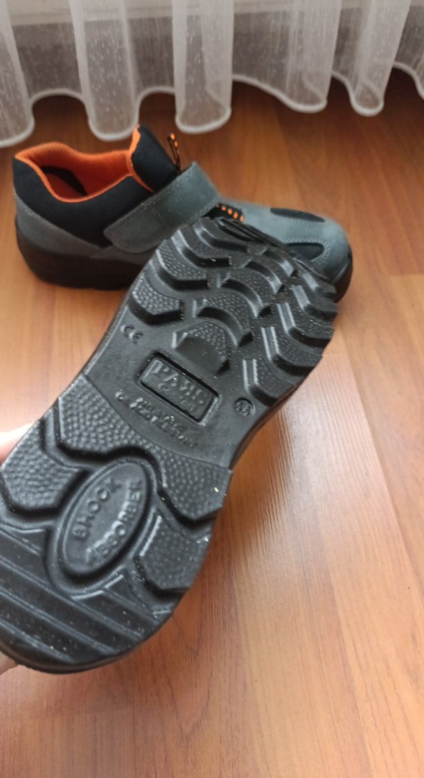 çelik burunlu iş ayakkabısı Erkek Gri Biker Spor Ayakkabı Velcro - Görsel 4