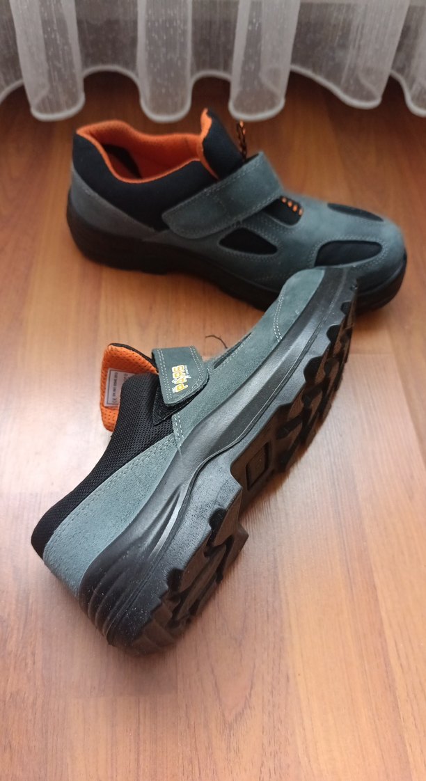 çelik burunlu iş ayakkabısı Erkek Gri Biker Spor Ayakkabı Velcro - Görsel 3