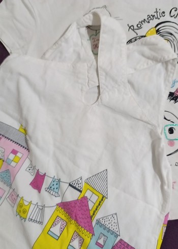 Kız Çocuk Baskılı Beyaz Tişört - Görsel 6