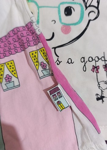 Kız Çocuk Baskılı Beyaz Tişört - Görsel 5