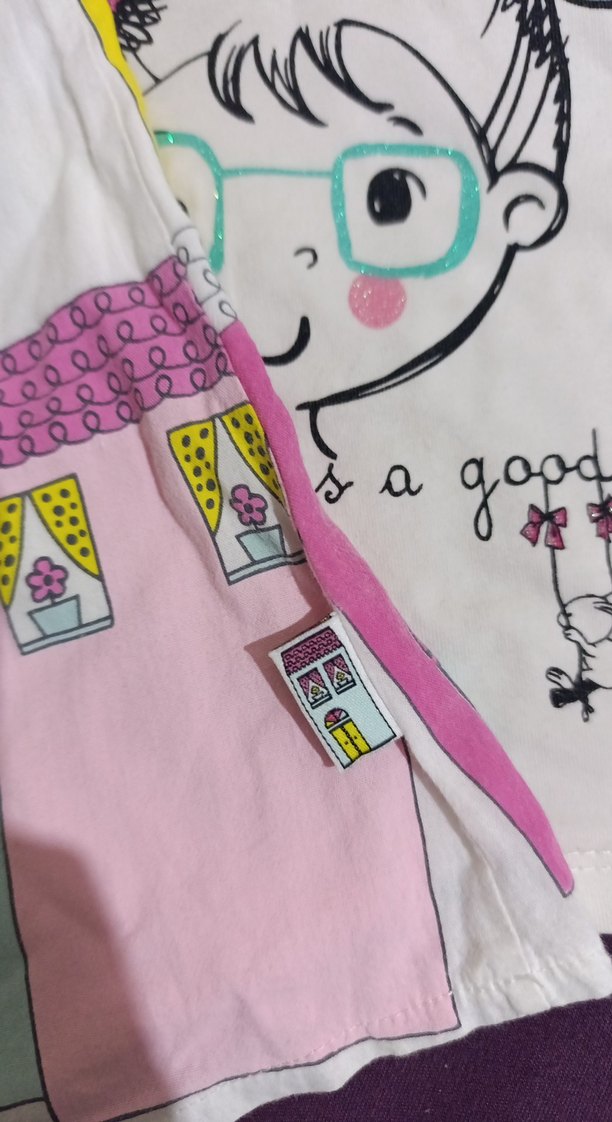 Kız Çocuk Baskılı Beyaz Tişört - Görsel 5