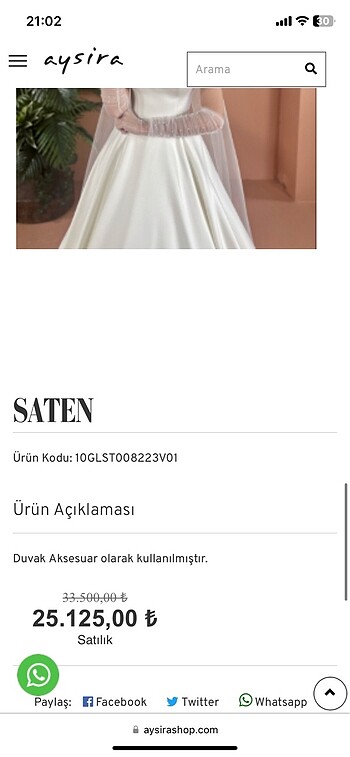 Aysira Saten gelinlik - Görsel 7