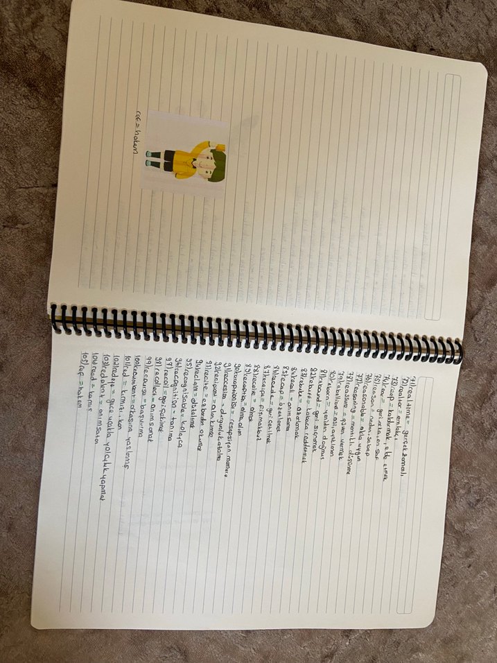 Sarı Pastel Renkli Spiralli El Yapımı İnglizce Sözlük - Görsel 3
