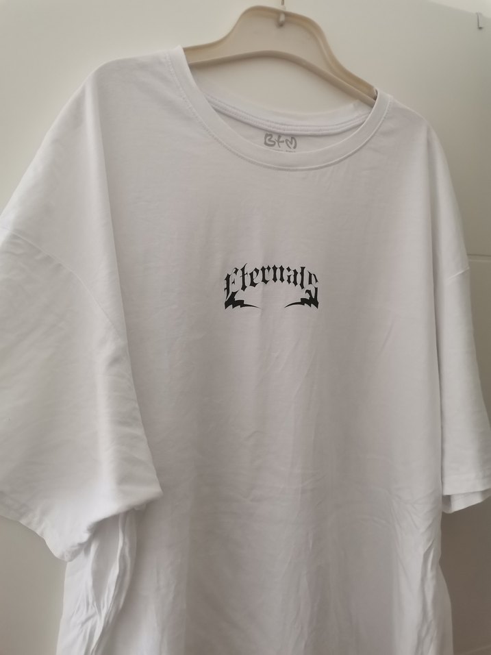 Beyaz Erkek Oversize Tişört - Görsel 2