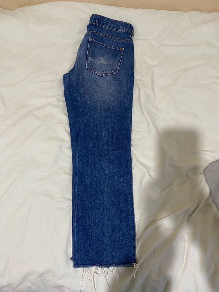 Kadın Mavi Bol Kesim Kot Pantolon - Görsel 3