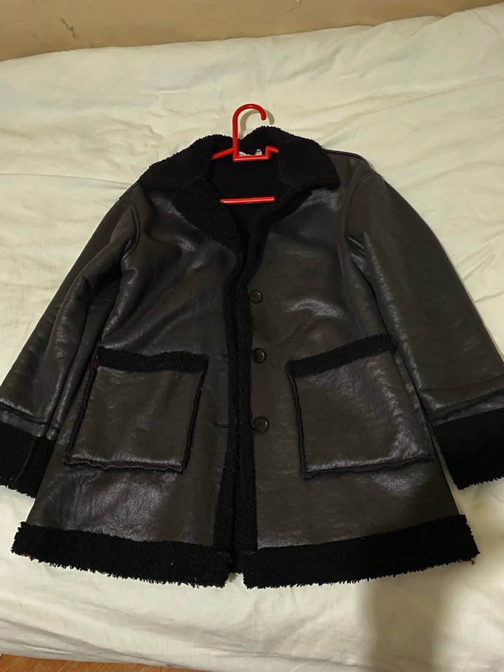 Siyah Kürklü Deri Kadın Ceket - Görsel 2