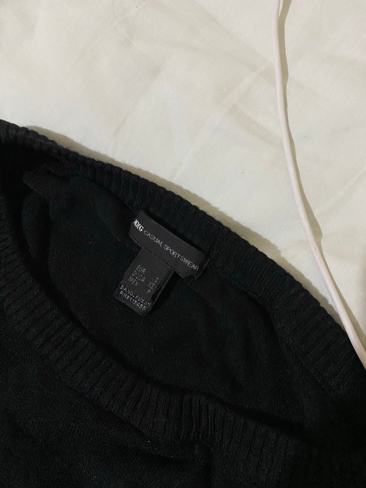 Siyah Kadın Pamuklu Örgü Basic Kazak - Görsel 2