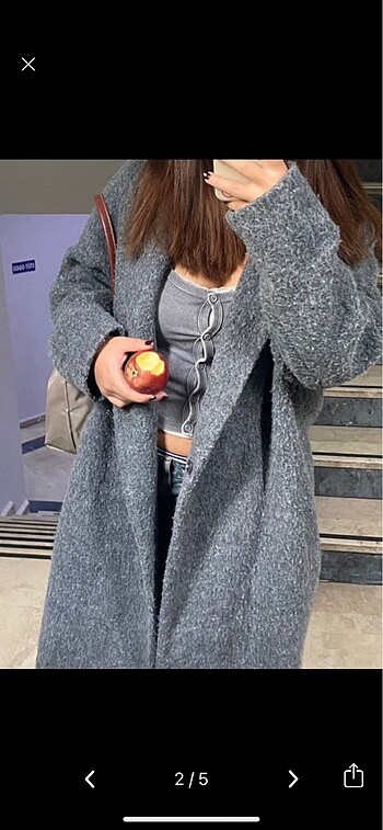 H&M Gri Kırçıllı Kaban