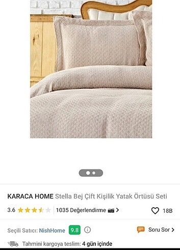 Karaca çift kişilik yatak örtüsü