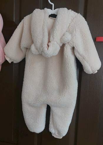 Kürklü Beyaz Bebek Tulumu - Görsel 2