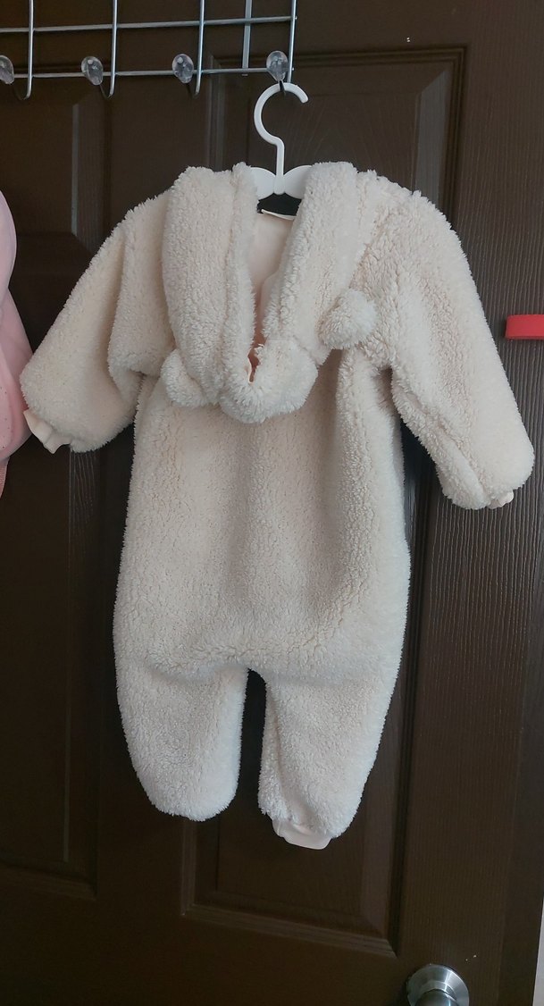 Kürklü Beyaz Bebek Tulumu - Görsel 2