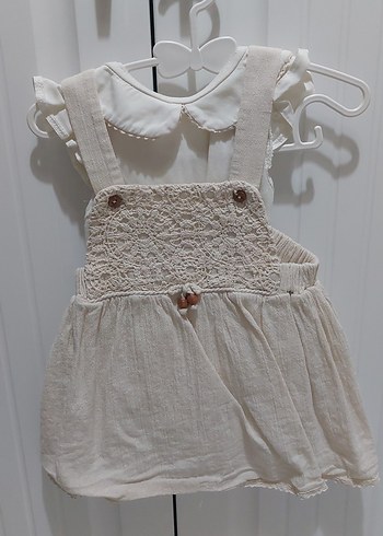 Kız Çocuk Beyaz Fırfırlı Pamuklu Elbise - Görsel 6