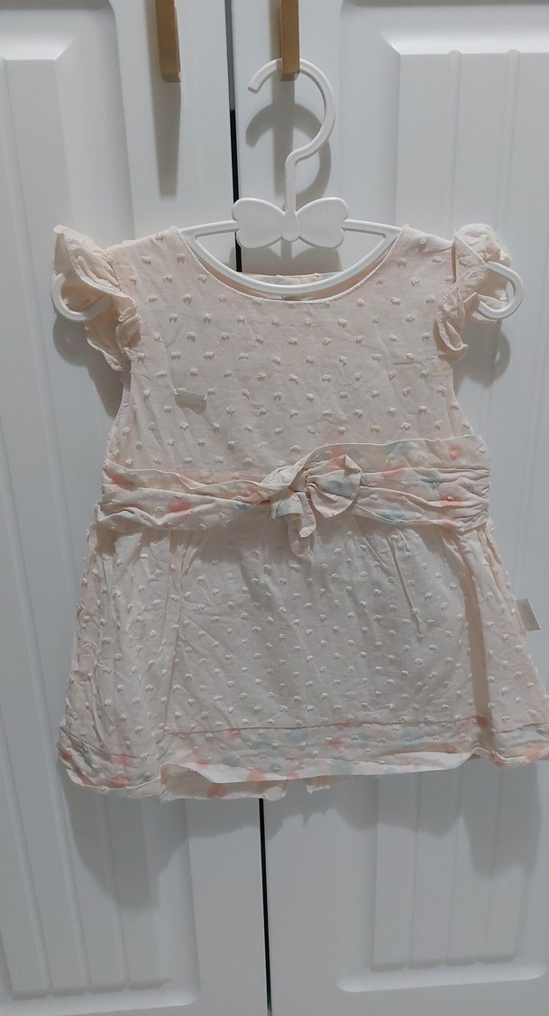 Kız Çocuk Beyaz Fırfırlı Pamuklu Elbise - Görsel 5