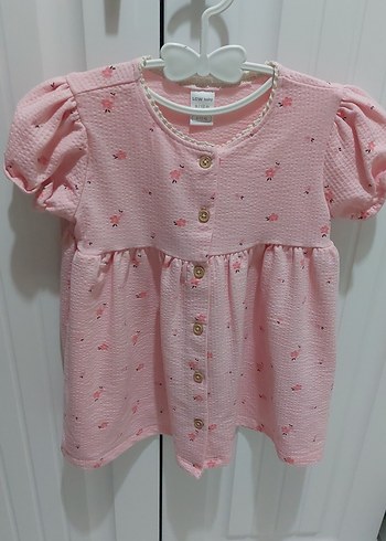 Düğmeli Bebek Kız Tulum, Bej Çizgili - Görsel 9