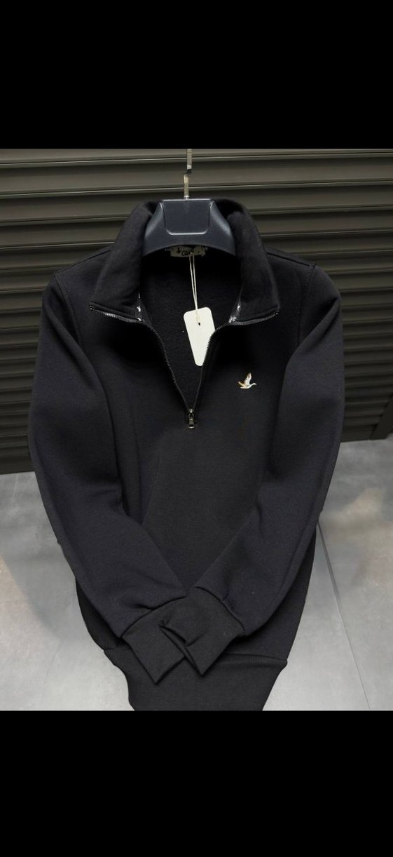 Siyah Fermuarlı Erkek Sweatshirt - Görsel 3