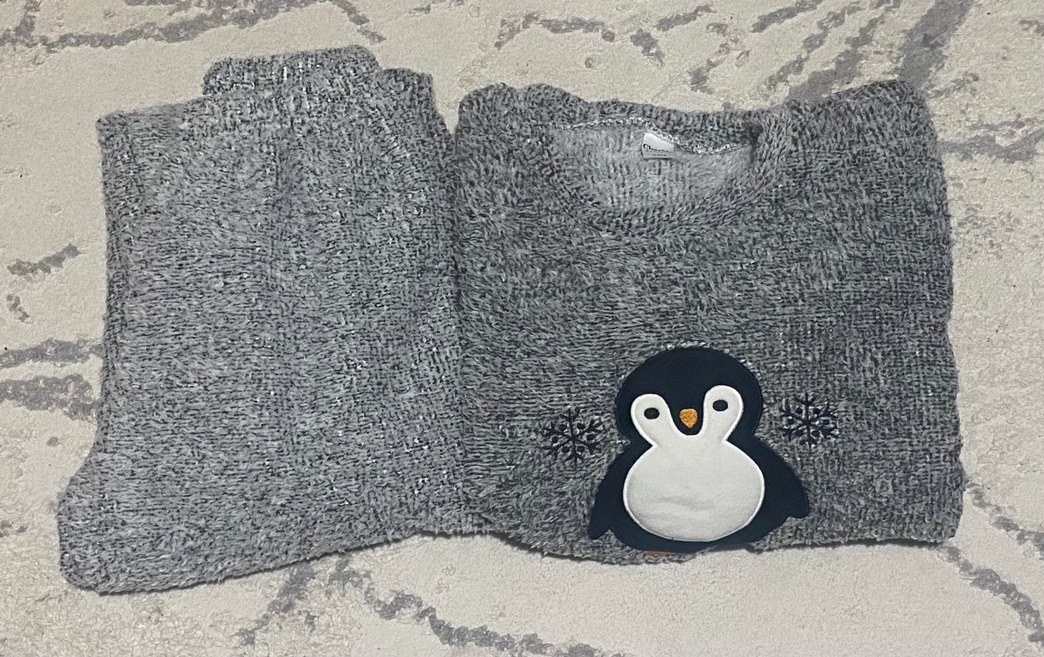 Gri peluş pijama takımı - Görsel 3