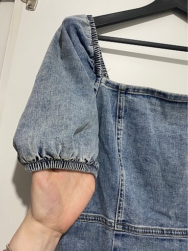 Diğer Kare yaka denim elbise