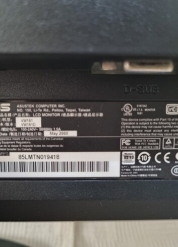 Asus VW161D HD LCD Monitör - Görsel 3