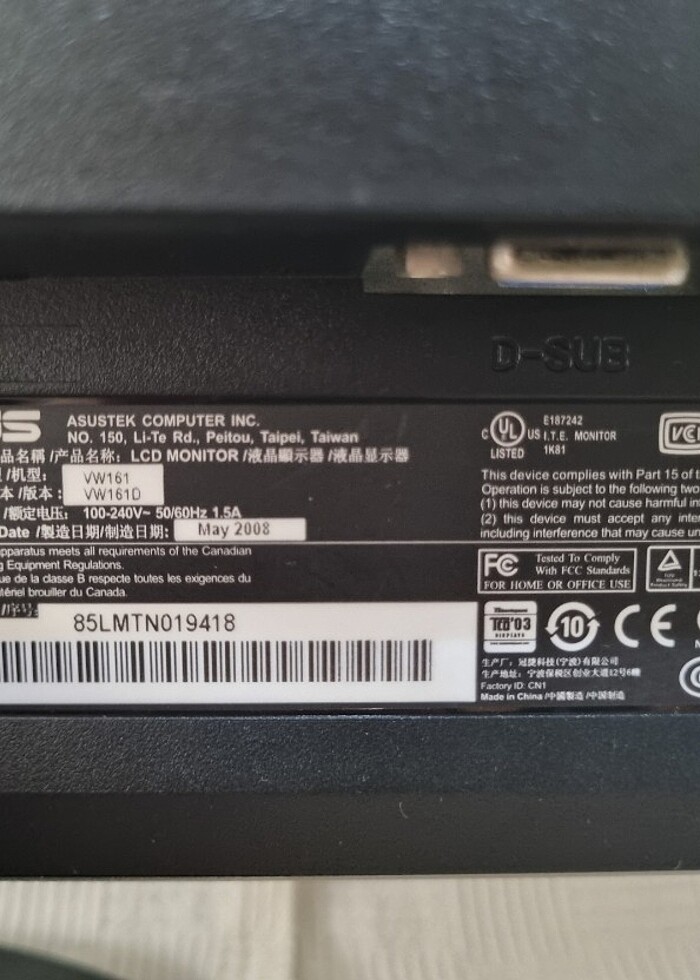 Asus VW161D HD LCD Monitör - Görsel 3