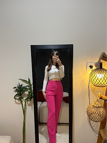Zara pembe kumaş pantolon