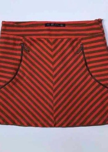 Zara ZARA S BEDEN ÇİZGİLİ ETEK ORİJİNAL