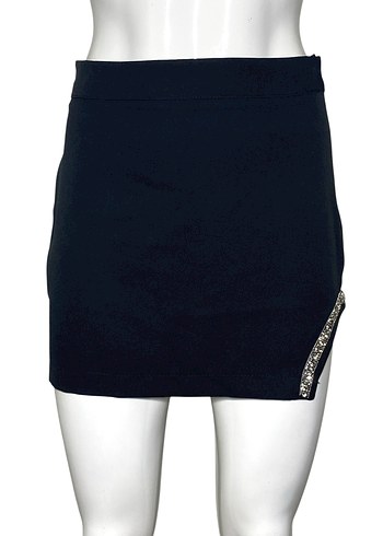 EYYO ATELIER 34 BEDEN TAŞ DETAYLI YIRTMAÇLI MİNİ ETEK YENİ - Görsel 7