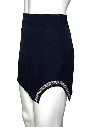 EYYO ATELIER 34 BEDEN TAŞ DETAYLI YIRTMAÇLI MİNİ ETEK YENİ - Görsel 8