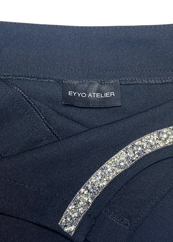 EYYO ATELIER 34 BEDEN TAŞ DETAYLI YIRTMAÇLI MİNİ ETEK YENİ - Görsel 13