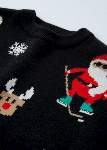 ZARA 1824 AY SANTA CLAUS YILBAŞI TEMALI TRİKO KAZAK ORİJİNAL - Görsel 3