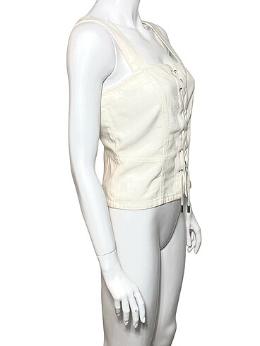 m Beden beyaz Renk KAREN MILLEN 38 BEDEN LACE UP CROP BLUZ ORİJİNAL