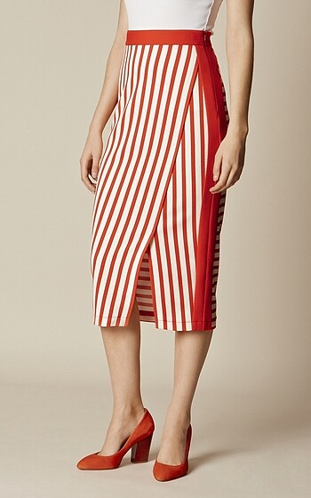 Karen Millen KAREN MILLEN 40 BEDEN STRIPED PENCIL ETEK ORİJİNAL