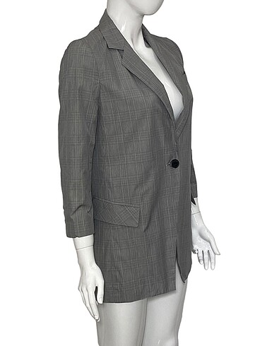 l Beden MANGO L BEDEN GRİ UZUN BLAZER CEKET ORİJİNAL