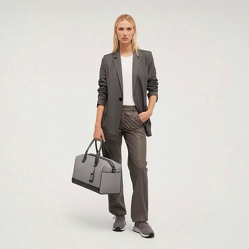MANGO L BEDEN GRİ UZUN BLAZER CEKET ORİJİNAL