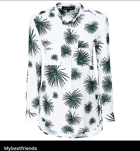 s Beden MY BEST FRİENDS S BEDEN PALM PRINT GÖMLEK ORİJİNAL