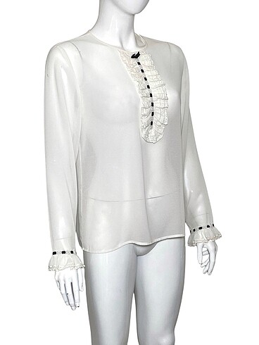 m Beden THE KOOPLES M BEDEN BÜZGÜLÜ BEYAZ BLUZ ORİJİNAL