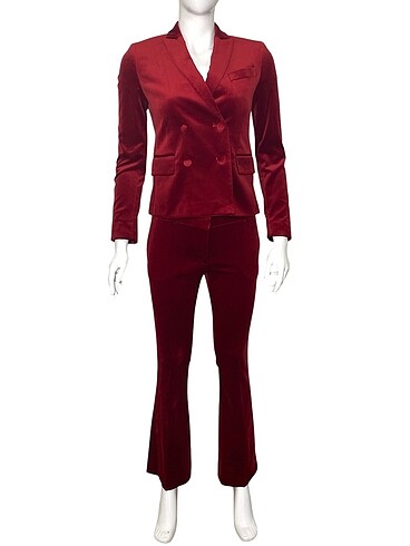 xs Beden bordo Renk THE KOOPLES 34 BEDEN BORDO VELVET TAKIM ELBİSE ORİJİNAL