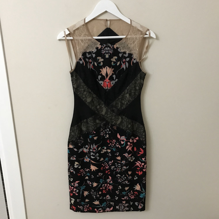 BCBG MAZAZRIA S BEDEN SHAYLAH LACE TRIM ELBİSE YENİ ETİKETLİ ORİ